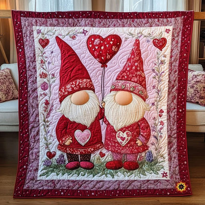 Valentine Cute Gnome Couples Quilted Blanket Unique Valentine Gifts For Parents