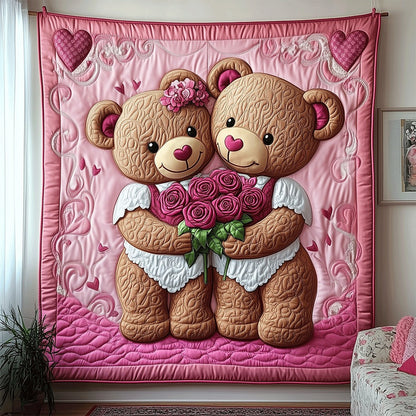 Teddy Bear Couple Quilt Blanket Unique Valentine Best Gifts For Men Women