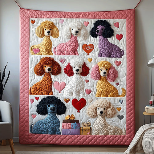 Cute Poodle Dog Quilt Blanket Unique Valentine Best Gifts For Poodle Lovers