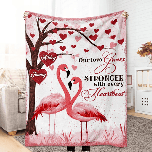 Personalized Flamingo Valentine's Day Blanket Gifts For Couples Who Have Everything