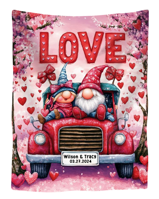 Personalized Gnome Couple Valentine's Day Blanket Gifts For Couples Anniversary