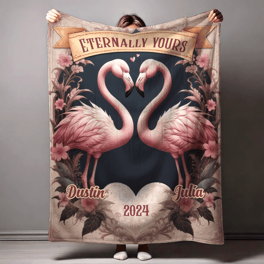 Personalized Pink Flamingo Valentines Blanket Gifts For Young Couple New Home