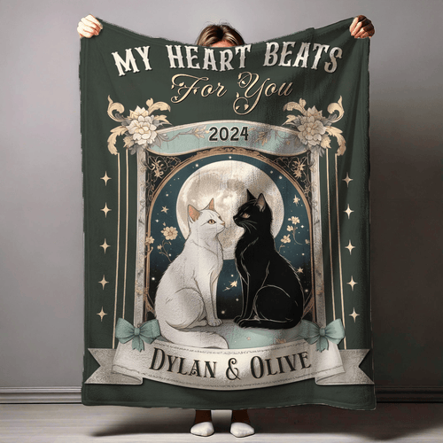 Personalized Witchy Cat Valentines Blanket Gifts For Couples Who Have Everything