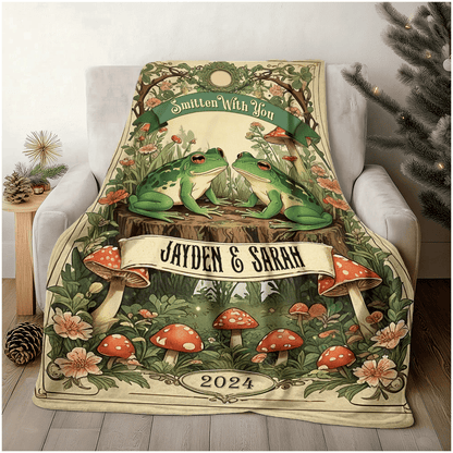 Personalized Vintage Frog Valentines Blanket Gifts For Young Couples With Kids