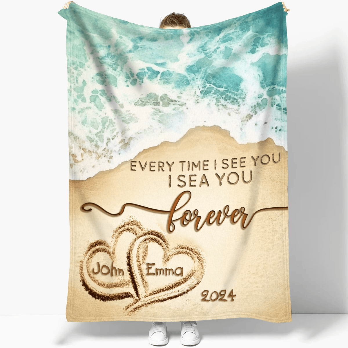 Personalized Beach Valentines Blanket Anniversary Gifts For Wife By Year