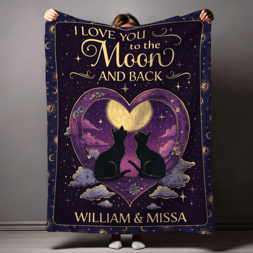 Personalized Witchy Cat Valentine Blanket Romantic Gift For Wife On First Night