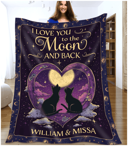 Personalized Witchy Cat Valentine Blanket Romantic Gift For Wife On First Night