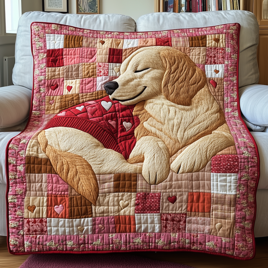 Cute Golden Retriever Quilt Blanket Throws Valentines Unique Dog Lover Gifts For Her
