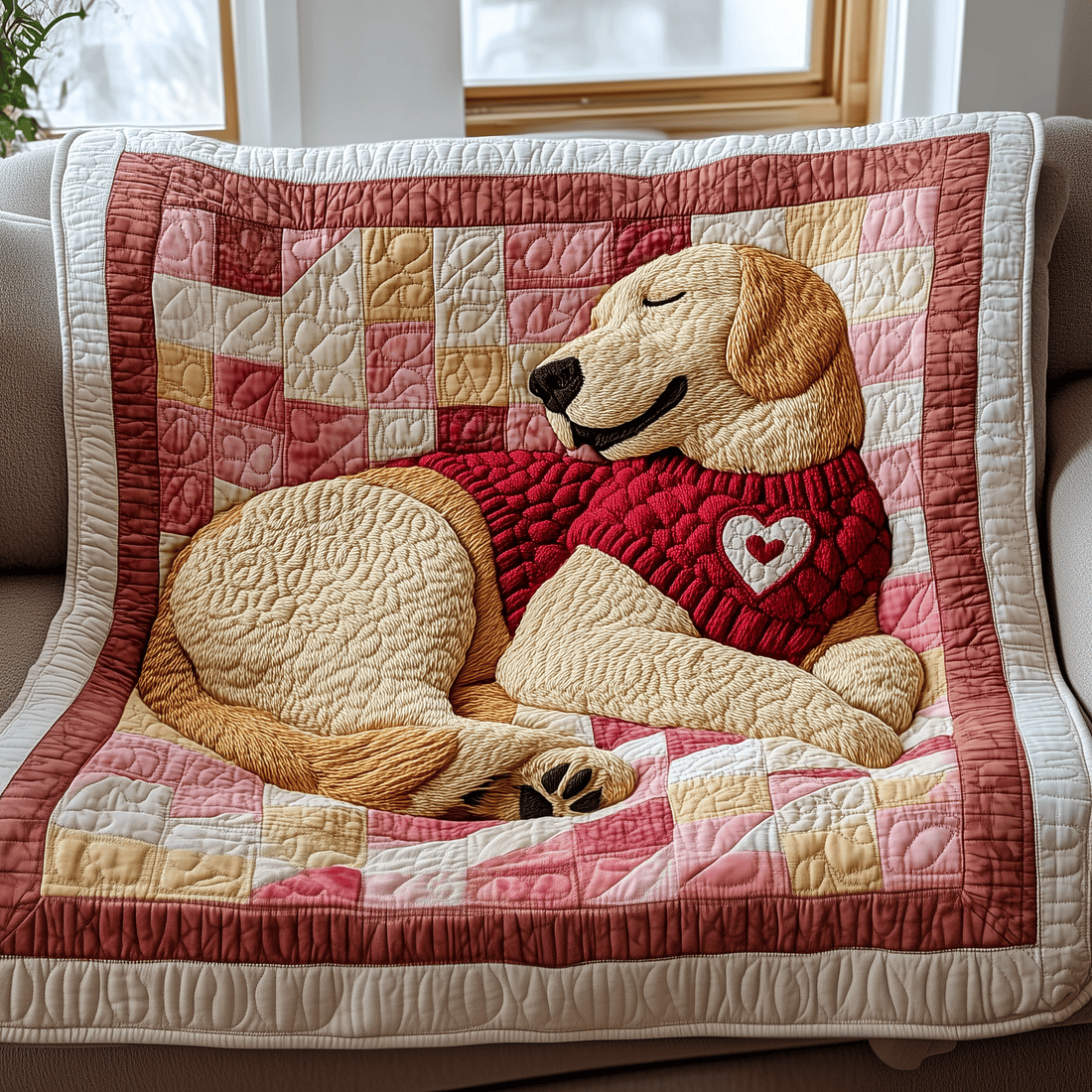 Cute Golden Retriever Valentine's Day Blanket Best Valentine Gift For Wife