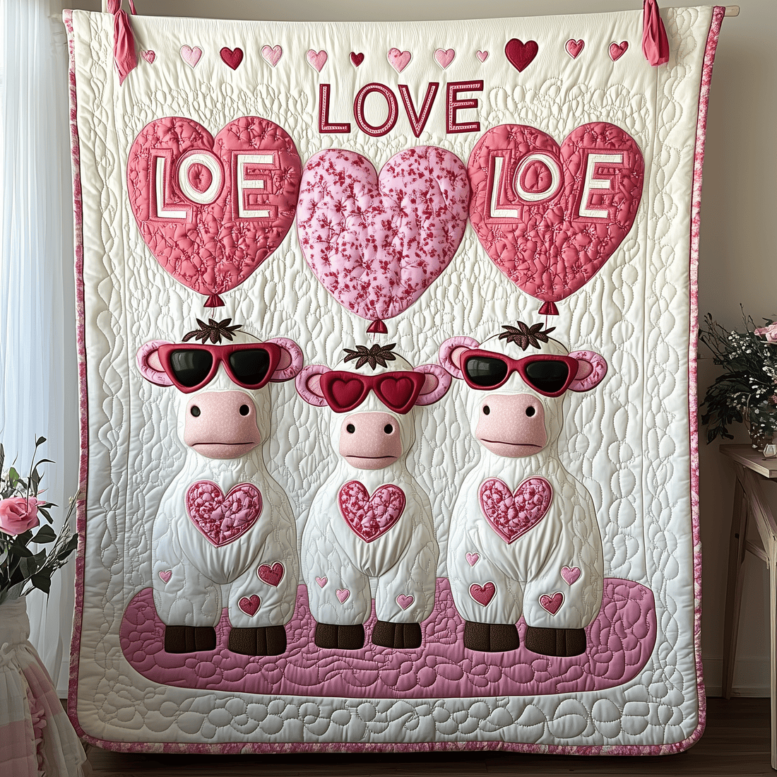 Valentine's Day Cow Themed Blanket Best Valentine Gift For Cow Lovers