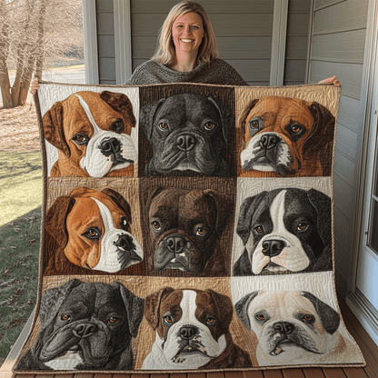 Cute Bulldog Face Blanket Quilt Pattern Birthday Gift Ideas For Dog Lovers