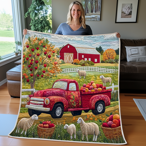 Vintage Farm Red Truck Quilt Blanket Throws Romantic Valentines Gifts For Farmers