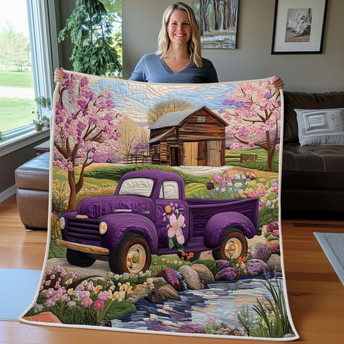 Purple Vintage Truck Quilt Blanket Throws Best Gifts For Parents Wedding Anniversary