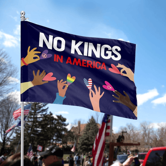 No Kings in America Flag Anti-Trump Protest Flag Patriotic Flag Liberal House Flag