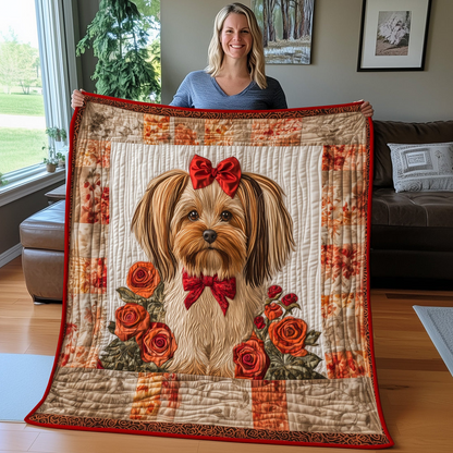 Cute Yorkshire Quilt Blanket Floral Throws For Couch Best Gift For Dog Lovers