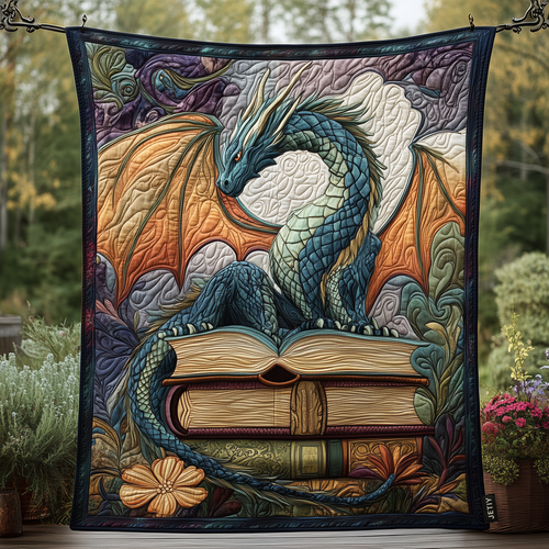 Bookish Dragon Quilted Blanket King Size Throw Blanket Unique Mother's Day Gifts For Mom