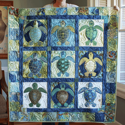 Turtle Tide Quilted Blanket Beach Vibe Throws For Couch Mother's Day Gifts 2025