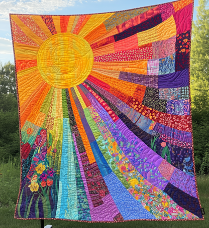 Cheerful Sunshine Quiltted Blanket Summer Vibe Throw For Couch Mother's Day Gifts For Wife