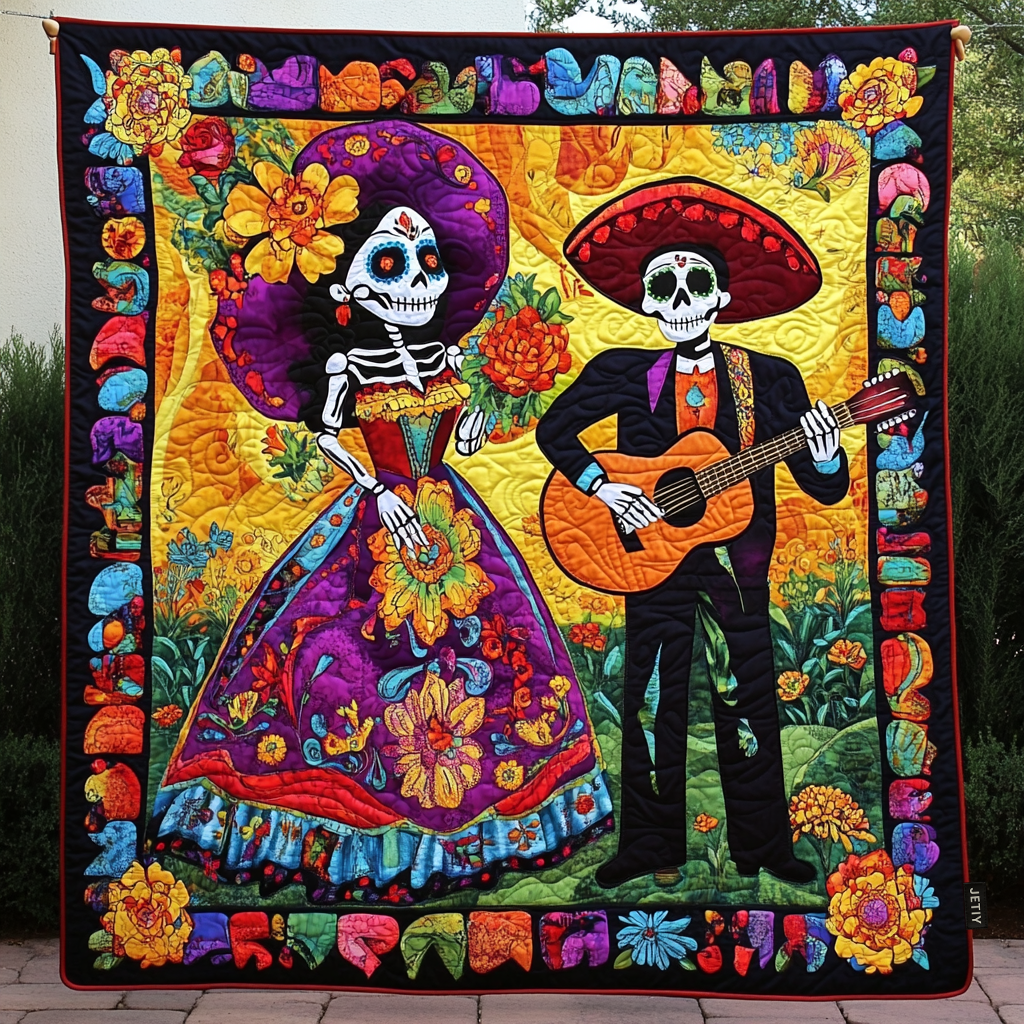 Dia De Los Muertos Quilted Blanket Holiday Throw Blanket Mother's Day Gifts For Daughter