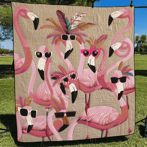 Tropical Flamingo Quilted Blanket Summer Pink Throw Blanket Great Mother's Day Gifts For Mom