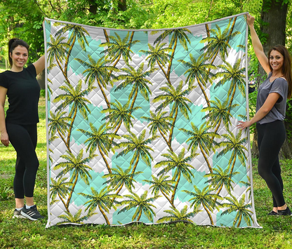 Palm Tree Tropical Pattern Quilted Blanket Summer Vibe Couch Blanket Father's Day Gifts For Son In Law