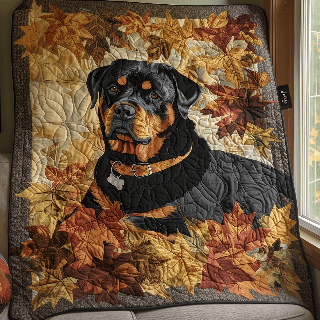Rottweilers Autumn Quilted Blanket King Size Throw Blanket Father's Day Gifts For Husband