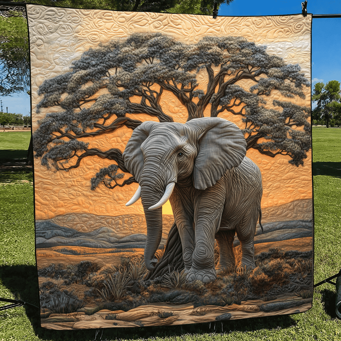 Elephant Safari Quilted Blanket Best Throw Blanket Father's Day Gifts For Grandpa
