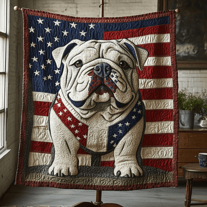 Loyal Bulldog Quilted Blanket Patriotic Star Throws For Couch Stepdad Gifts For Father's Day