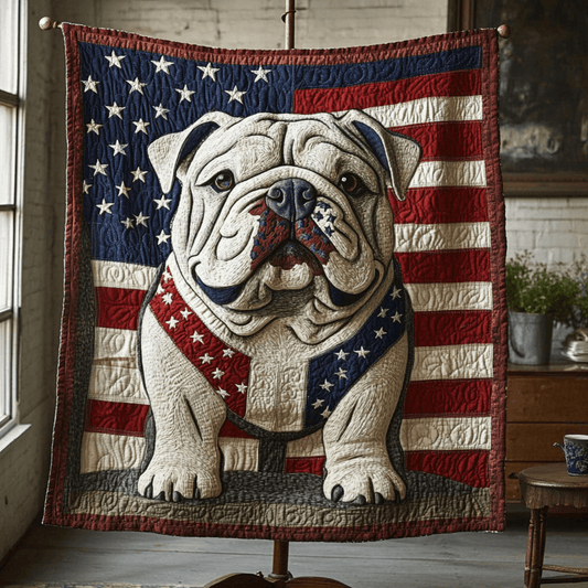 Loyal Bulldog Quilted Blanket Patriotic Star Throws For Couch Stepdad Gifts For Father's Day