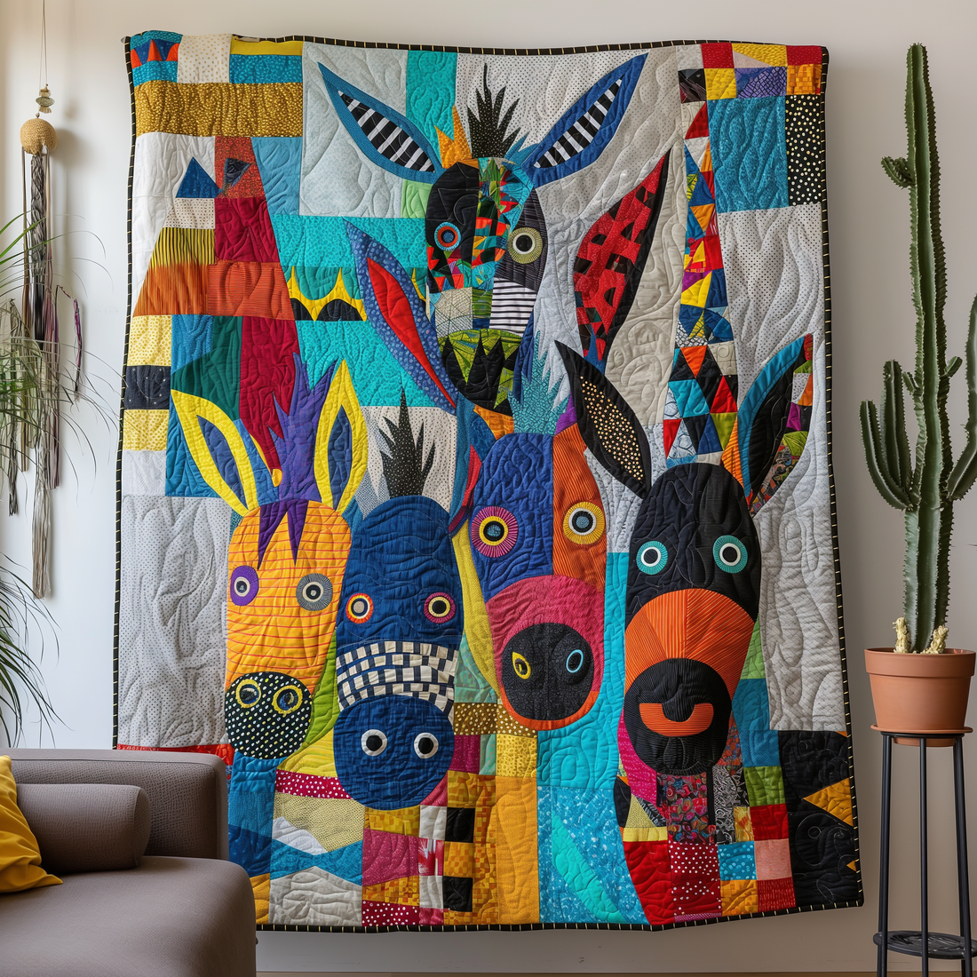 Colorful Donkey Quilted Planket Best Throw Blanket Father's Day Special Gifts For Dad