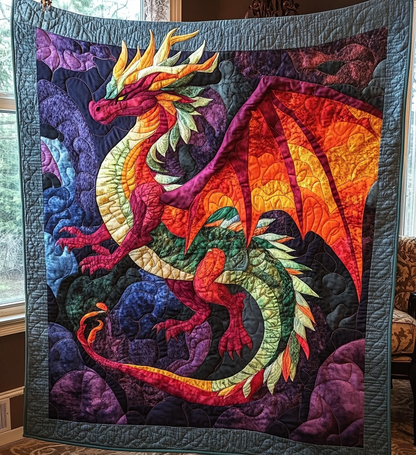 Starfire Dragon Quilted Blanket Mystical Dragon Couch Blanket Father's Day Special Gifts For Dad