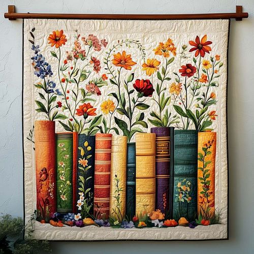 Garden of Books Quilted Blanket Floral Throws For Couch Useful Gifts For Mom
