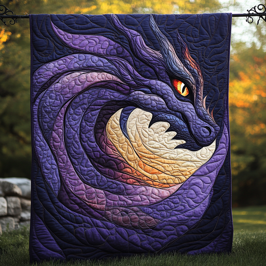 Mystic Dragon Quilted Blanket Purple Throw Blanket Father's Day Presents From Daughter