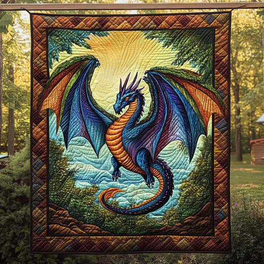 Twilight Blaze Quilted Blanket Dragon Large Sofa Throws Father's Day Gifts For Husband
