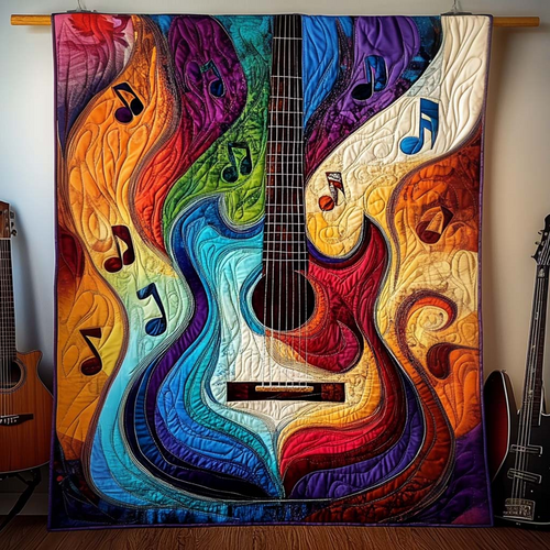 Music Notes Quilted Blanket Guitar Throw Blanket Gifts For Dad Who Wants Nothing