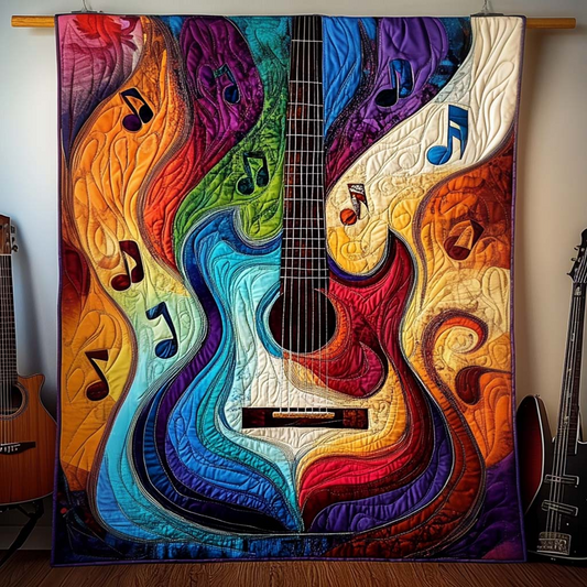 Music Notes Quilted Blanket Guitar Throw Blanket Gifts For Dad Who Wants Nothing