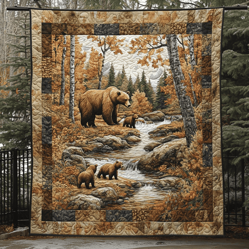Bear Family Quilted Blanket Forest Throw Blanket Unique Gifts For Dad