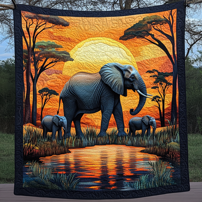 Serengeti Guarddian Quilted Blanket Elephant Best Throw Blanket Special Birthday Gifts For Dad