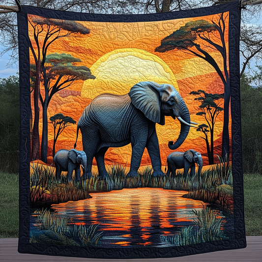 Serengeti Guarddian Quilted Blanket Elephant Best Throw Blanket Special Birthday Gifts For Dad