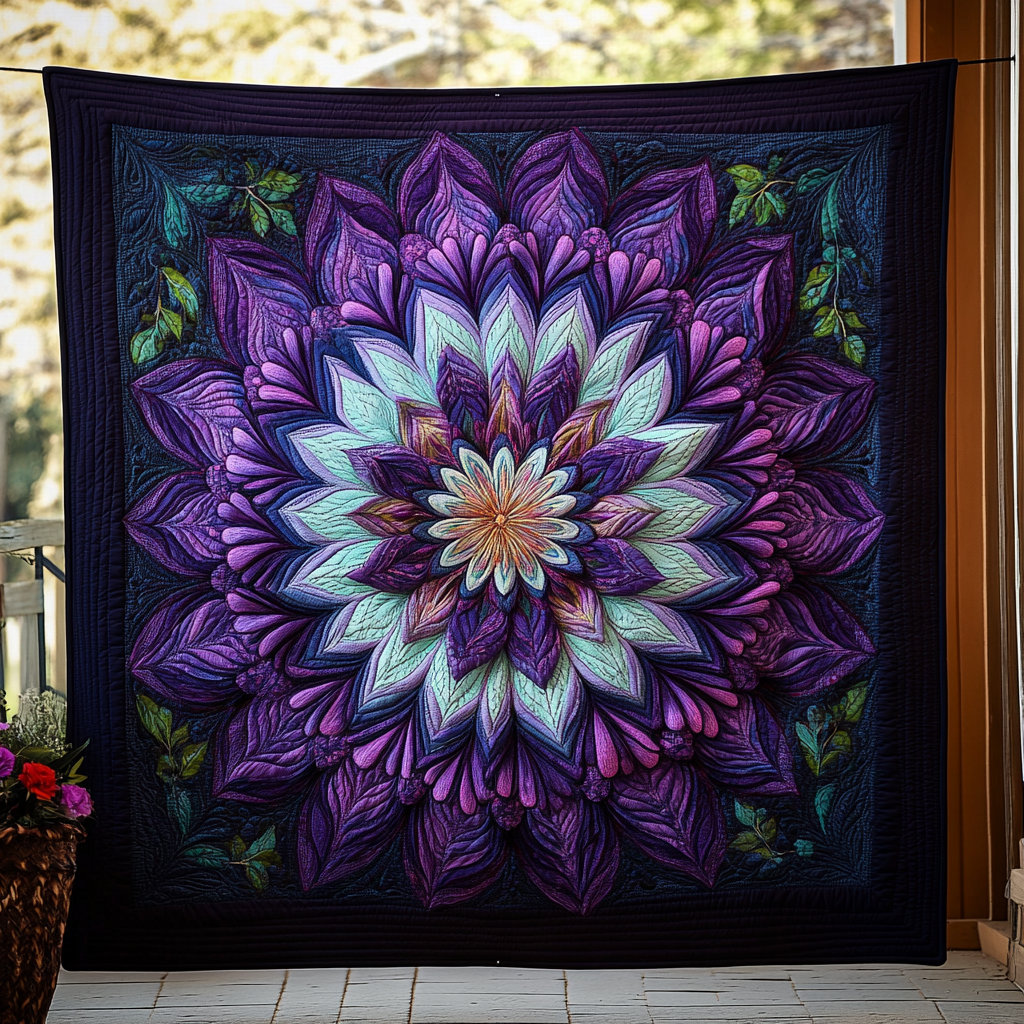 Celestial Bloom Quilted Blanket Purple Luxury Throw Blankets Gifts For Mother In Law