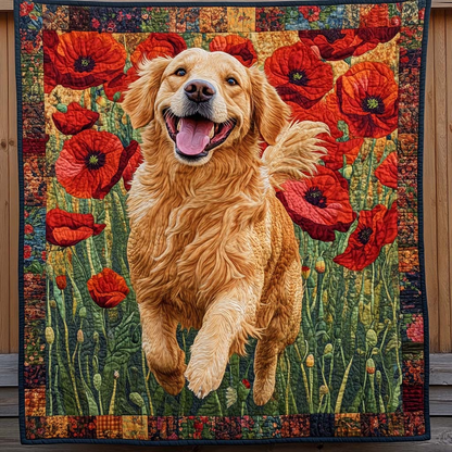 Golden Retriever Quilted Blanket Floral Throw Blanket Special Birthday Gifts For Mom