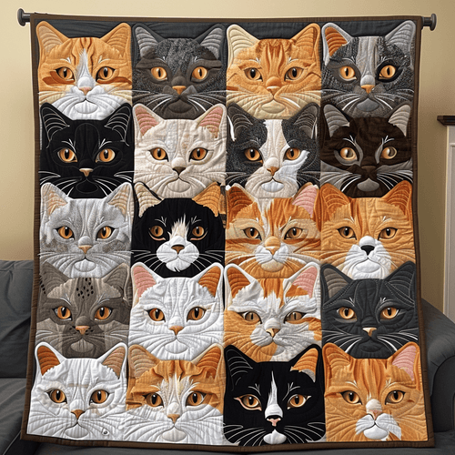 Whisher Wwonders Quilted Blanket Cat Face Throws For Couch Birthday Presents For Mum