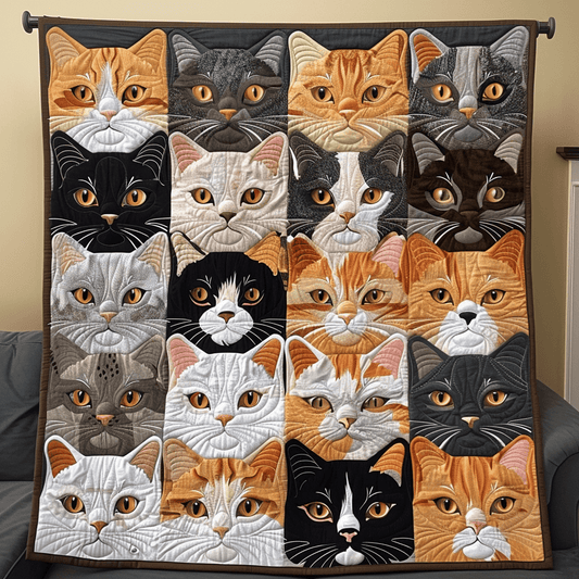 Whisher Wwonders Quilted Blanket Cat Face Throws For Couch Birthday Presents For Mum