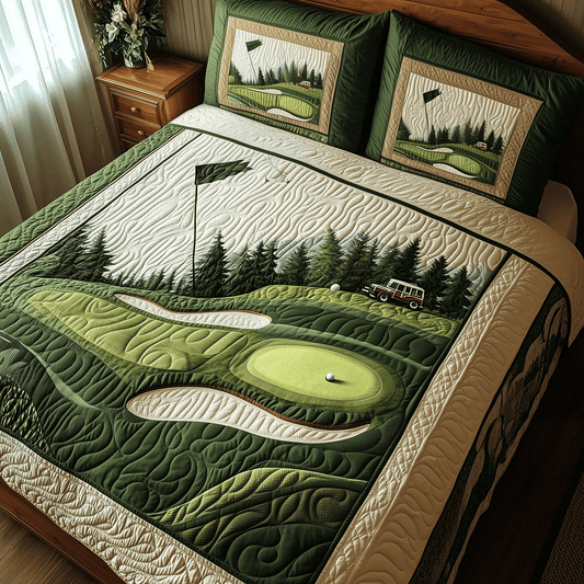 Golfing Quilted Bedding Set Best Comforter Sets Gifts For Golfing Lovers