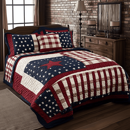 Classic Patriotic Quilted Bedding Set Luxury Bedding Sets Father's Day Gifts For Husband