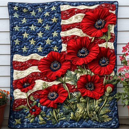 Poppy Glory Quilted Blanket Floral Throws For Couch Gifts For Mom