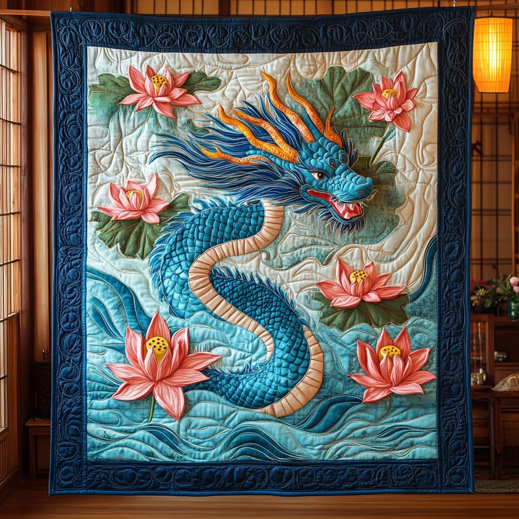 Majestic Asian Dragon Quilt Blanket Best Throw Blankets For Couch Gifts For Grandma