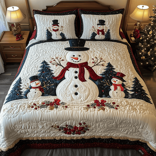 Frosty Friends Quilt Bedding Set Holiday Season Duvet Covers Secret Santa Gifts