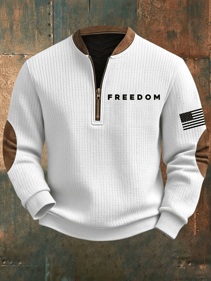 Charlie Kirk Freedom Collar Zipper Sweatshirt American Flag Print TPUSA Merch Gift