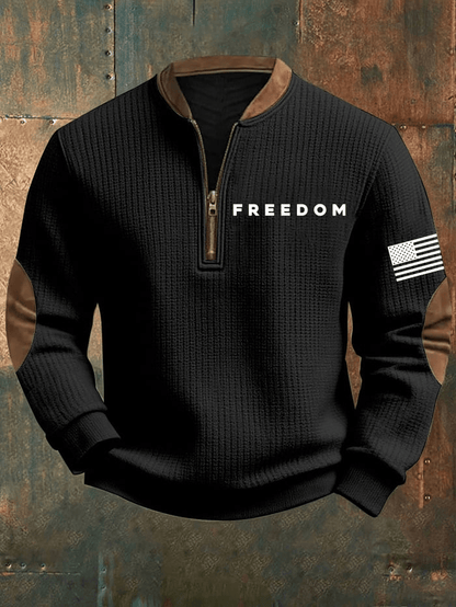 Charlie Kirk Freedom Collar Zipper Sweatshirt American Flag Print TPUSA Merch Gift